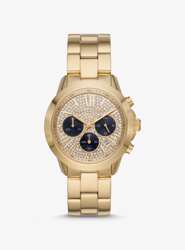 Panske Gold-tone Hodinky Michael Kors Oversized Pavé Zlate - Hodinky Michael Kors Slevy | GBESC-8154